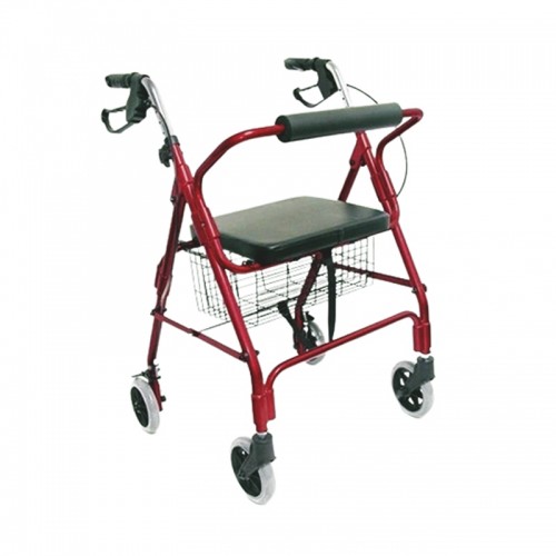 Andador plegable con asiento y canastilla