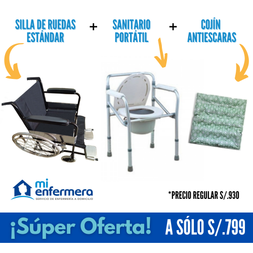Súper Oferta:Silla de Ruedas estándar + sanitario portátil + cojín antiescaras